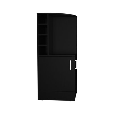 Modern 43" Tall Corner Bar Storage Cabinet In Black - 8 Wine Bottle , Double Door For Fascinating 42" For Living & Dining Rooms