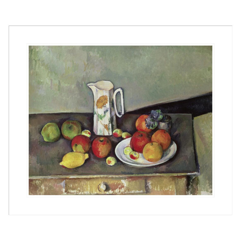 Nature morte avec pot à lait et fruits par Paul Cézanne, H 23,5 po x l 27,39 po