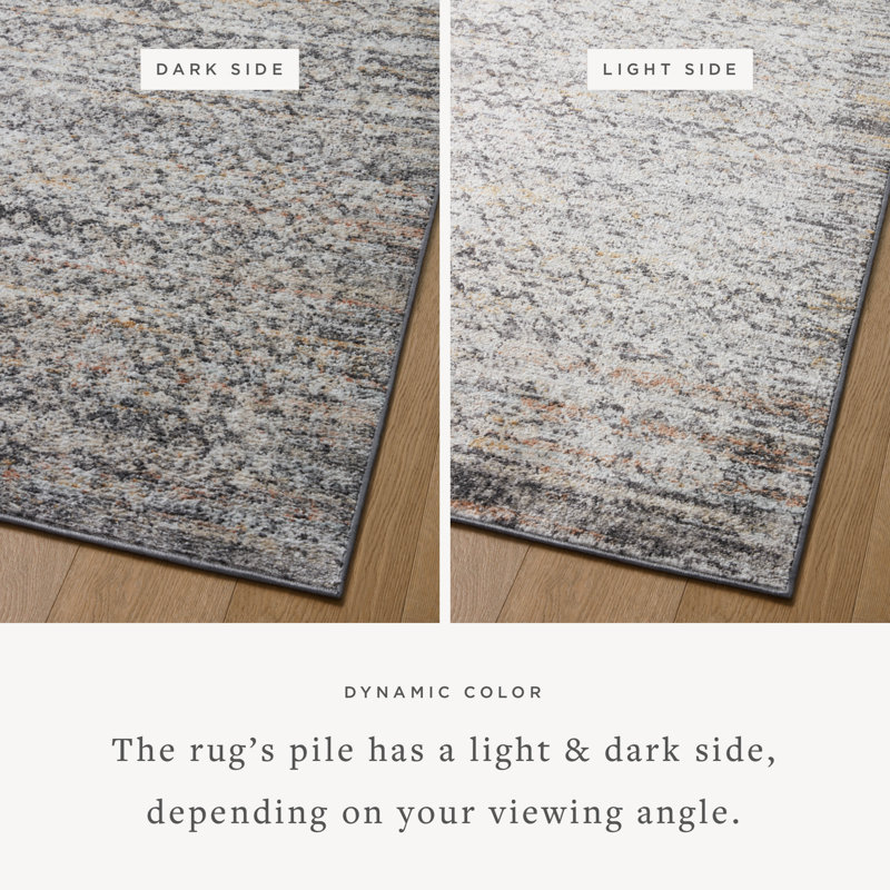 Tapis oriental gris en polypropylène tissé à la machine, Rectangle 7 pi 10 po x 10 pi