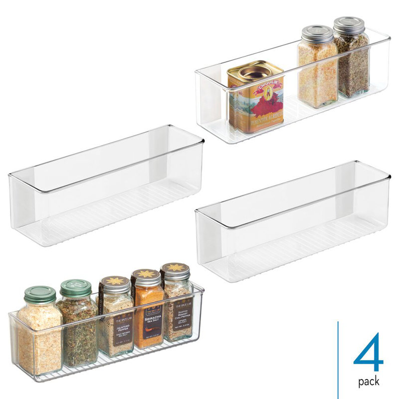 iDesign Adhesive Organizer Bin for Kitchen - Set of 4 - Clear