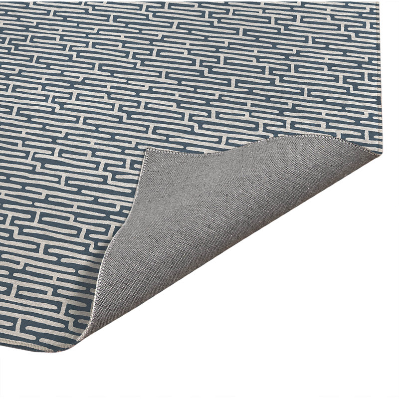 Twilight Labyrinth Lightweight Non-Slip Kitchen Mat, Blue Geometric, Rectangle 2' x 3'
