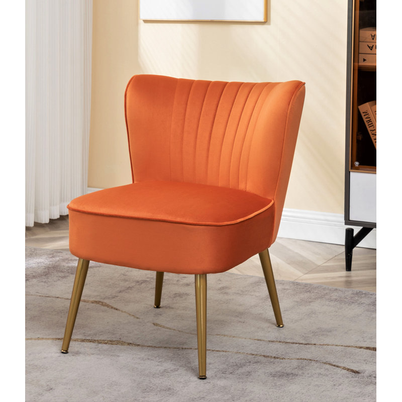 Upholstered Slipper Chair, Orange/Red