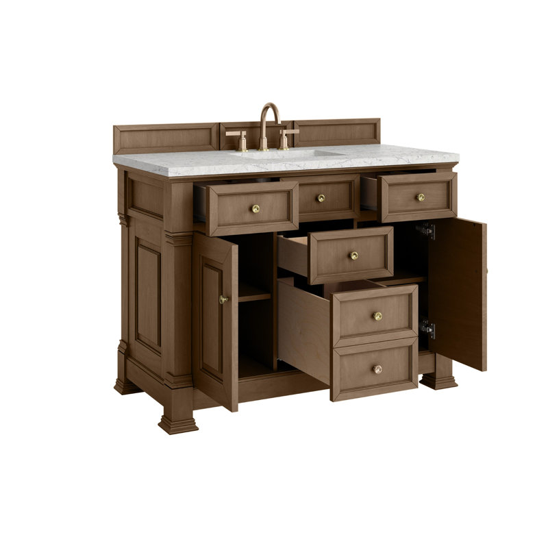 Brookfield 48'' W Single Vanity, Eternal Jasmine Pearl, Pecan, Widespread