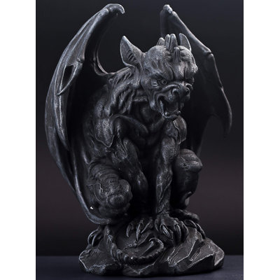 Winged Gargoyle Statue Indoor Outdoor Home Decor Sitting Guardian Sculpture Halloween Figurines, 9 In, Polyresin