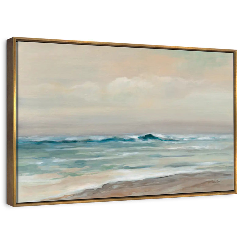 Chuchotement des vagues de l'océan, Cadre flottant doré, 13 po x 9 po