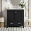 Meuble-lavabo de salle de bain avec lavabo simple, meuble-lavabo sous-comptoir avec armoire, armoire de rangement pour salle de bain avec 2 portes et un tiroir, fermeture en douceur, rangement multifonctionnel, structure en bois massif-1081058668