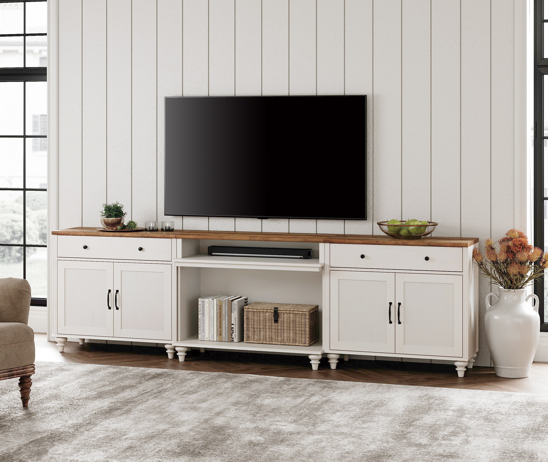 Ophelia & Co. Farmhouse TV Stand For Tvs Up To 100'', Home ...