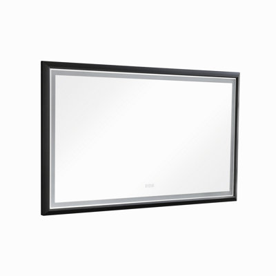 84 X 48 Inch LED Bathroom Mirror With Aluminum Frame, Wall Mounted Vanity Mirror, Anti-Fog, Memory, 3 Colors, Stepless Dimmable