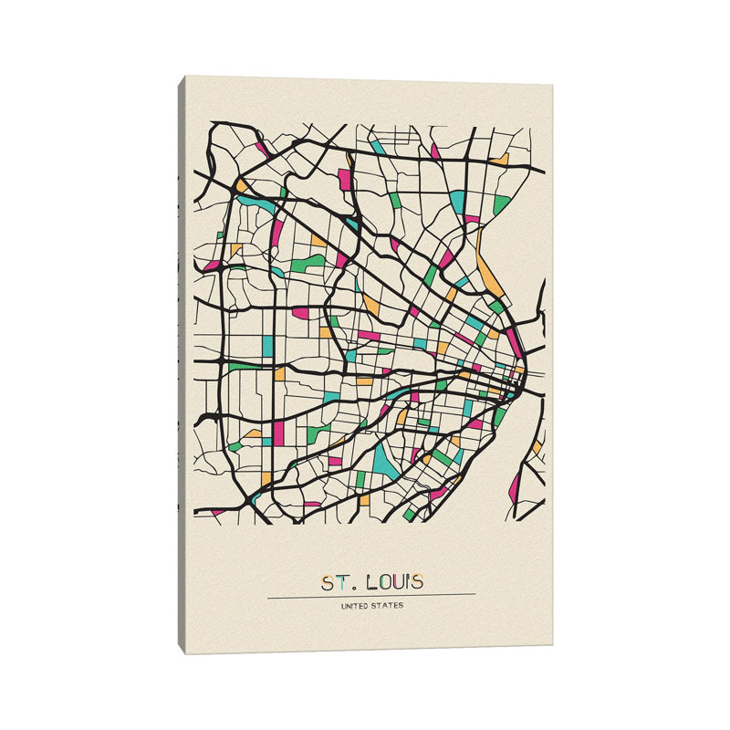 St. Louis, Missouri Map by Ayse Deniz Akerman - Wrapped Canvas Gallery-Wrapped Canvas Giclée