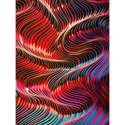 Couches ondulées abstraites - rouge, bleu