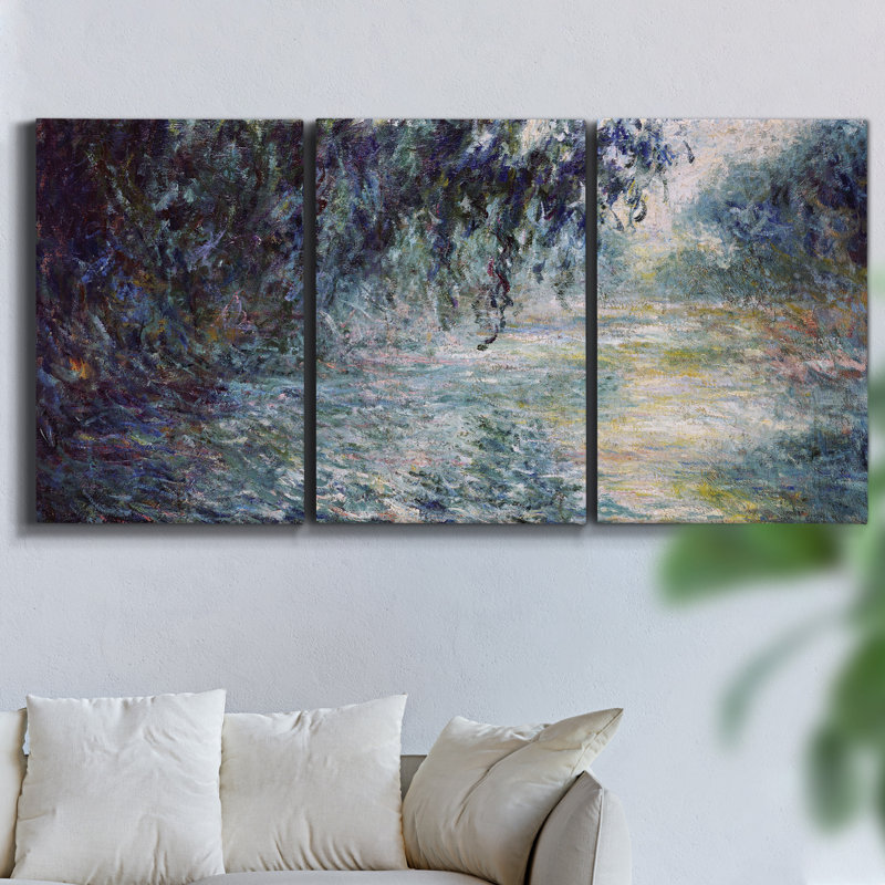 Coucher de soleil à Giverny, 1886, ensemble de 3 toiles encadrées, H 48 po x l 96 po x P 2 po
