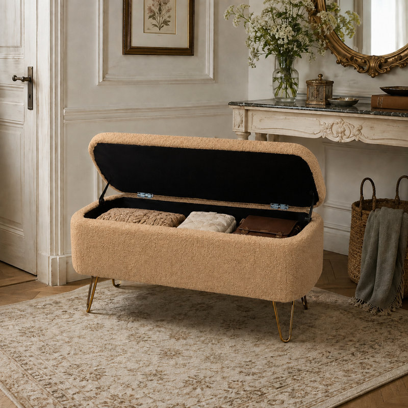 Banc de rangement avec repose-pieds Toleen , Chameau
