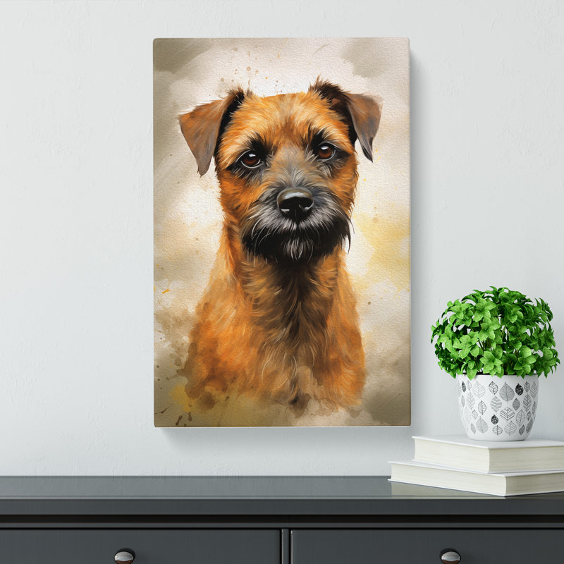 Border Terrier Modern - Wrapped Canvas, 60cm H x 40cm W x 3cm D