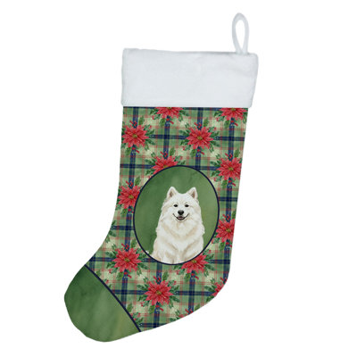 Chaussette de Noël crème Samoyed Christmas PoinsettIas