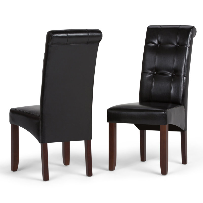 Cosmopolitan Tufted Upholstered Dining Chair with Curved Back in Modern Style, Vegan Faux Leather Midnight Black