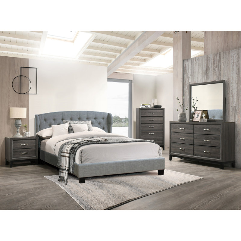 Commode 1 pièce style rustique avec poignées en métal et pieds en bois noirs