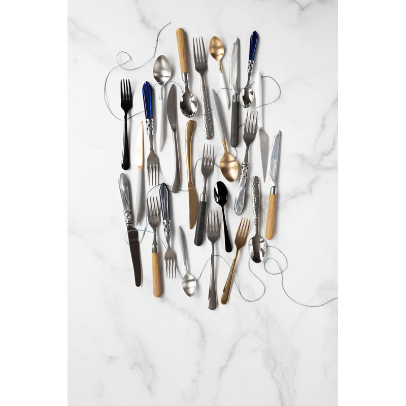 Ares 5 - Piece Stainless Steel Flatware Set - Service for 1, Silver/Light Gray