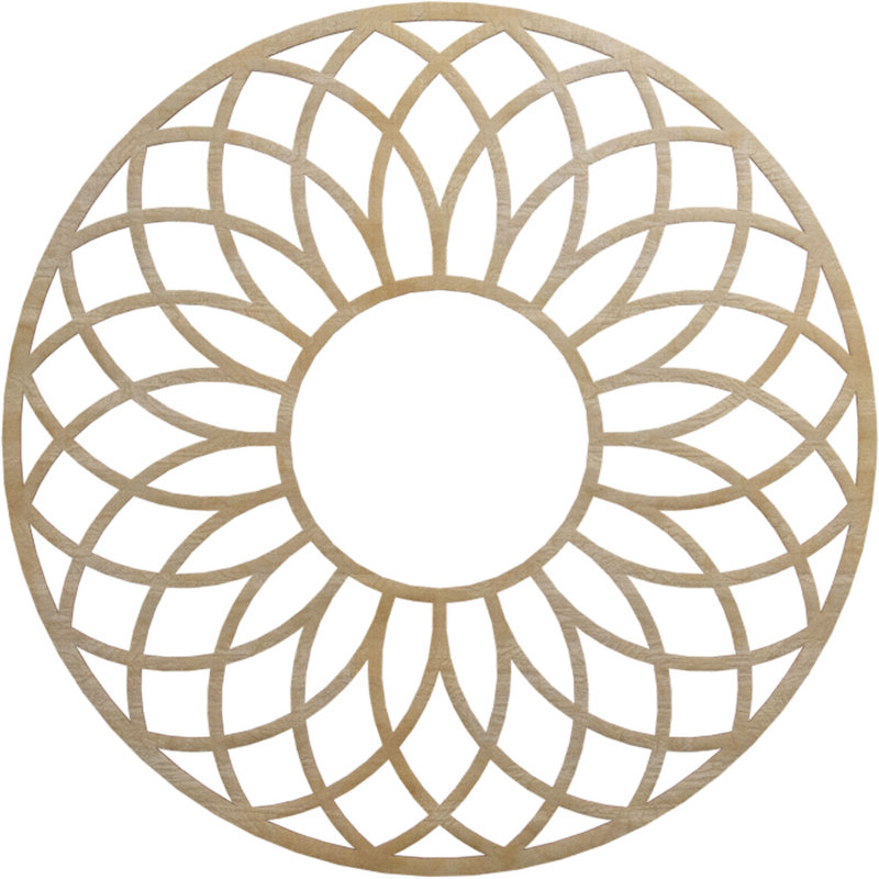 Médaillon de plafond en bois ajouré Cannes, Noyer blanc, H 34 po x l 34 po x P 0,25 po