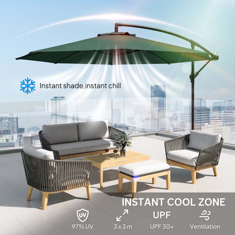 295cm Cantilever Parasol, Green