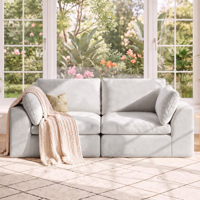 Canapé 78 po Cloud pour petit espace, canapé modulaire moderne désossé avec 4 coussins Cloud, petit canapé rembourré pour la chambre du salon (gris)