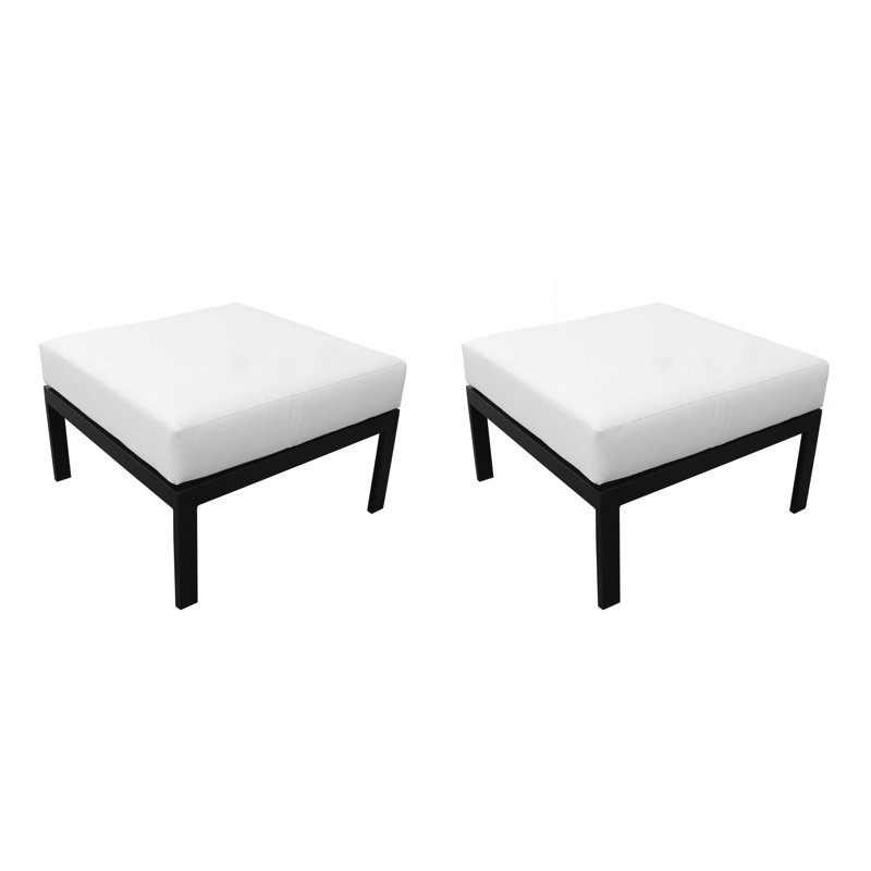 Madison Metal Outdoor Ottoman, Snow Stripe