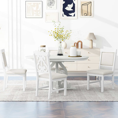 5 ensembles de salle à manger - table ovale extensible et 4 chaises rembourrées