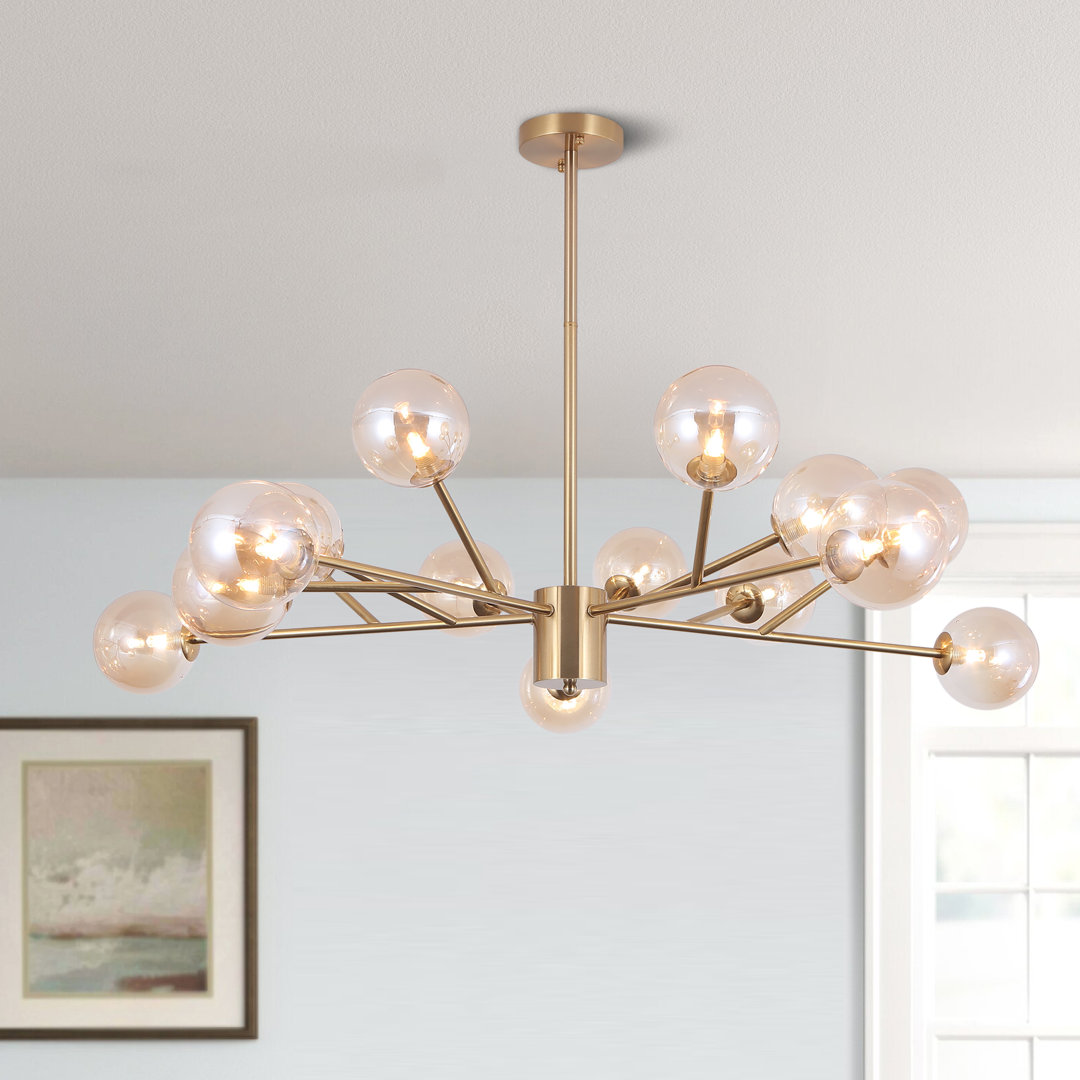 Spoffo 15-Light Modern Contemporary Glass Bubble Chandelier Sputnik Kitchen Island Pendant Lamp With Glass Shade