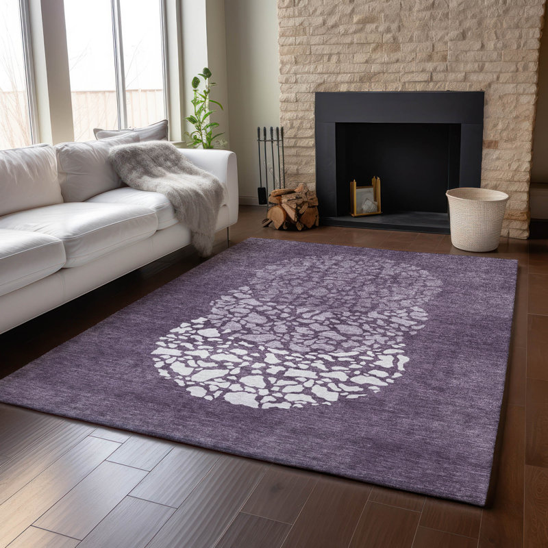 Premium Machine Washable Cerrito Eggplant Rug, Rectangle 2'6" x 3'10"