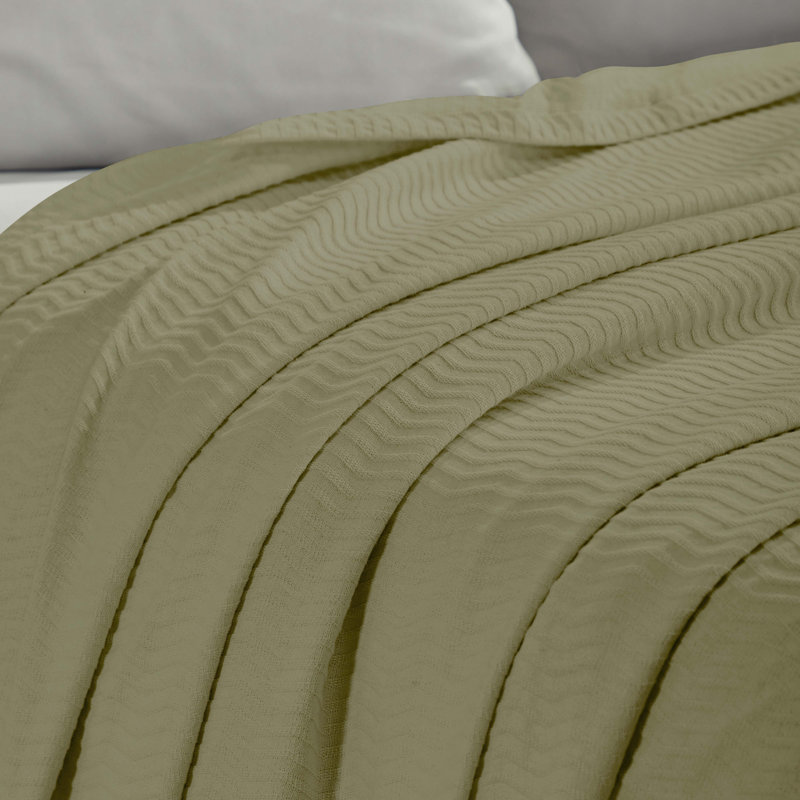 Couverture tissée légère et respirante en jacquard de coton Jena, Très grand lit, Sauge