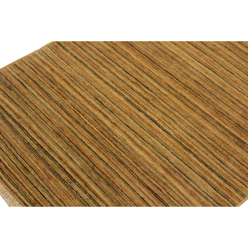 Tapis abstrait brun clair en laine noué à la main 3 pi 1 po x 4 pi 11 po Abramowitz