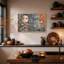 Art mural sur toile, masque blanc et lanterne ailée en texture cuivre-1776721013