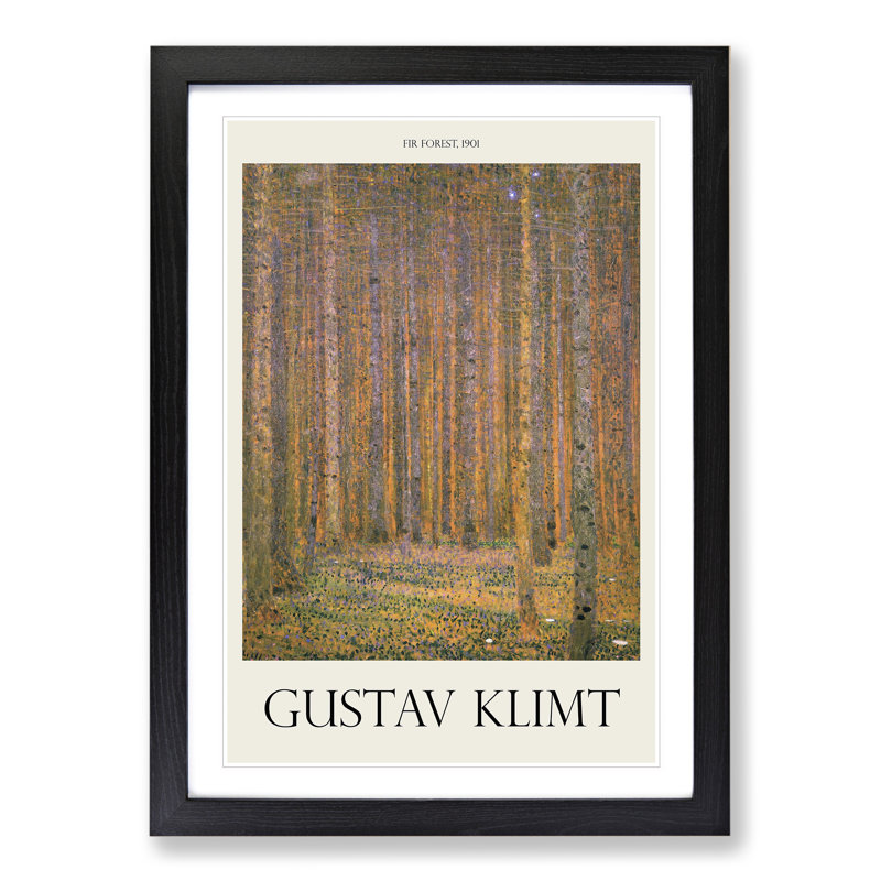Fir Tree Forest by Gustav Klimt - Single Picture Frame Print, Black Framed, 48cm H x 36cm W x 2cm D