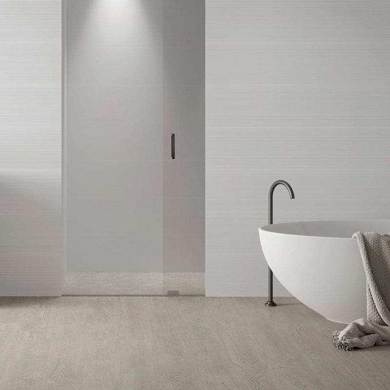 Reverb 12x36 3D Matte Ceramic Tile, Linear White