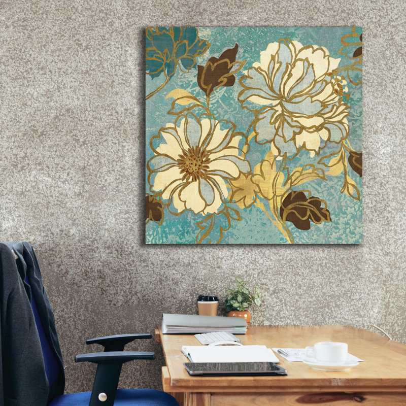  «Sophias Flowers 1 Blue» par Wild Apple Portfolio, art mural sur toile, 37 po x 37 po, H 37 po x l 37 po