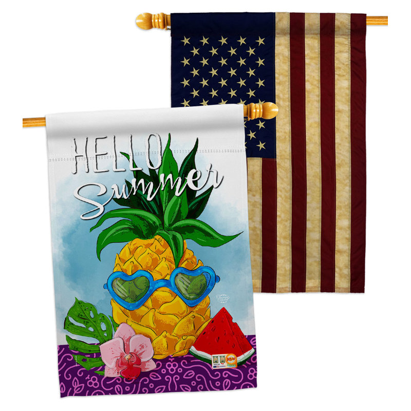 Drapeau de maison 40 x 28 po Hello Pineapple