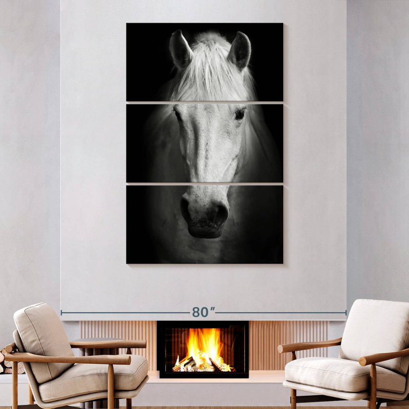Cheval pur-sang blanc Brampt, H 74 po x l 48 po