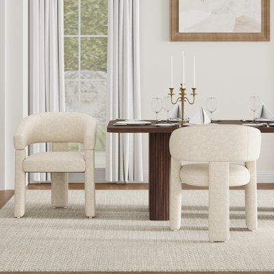Chaise de salle à manger rembourrée avec accoudoirs tonneau