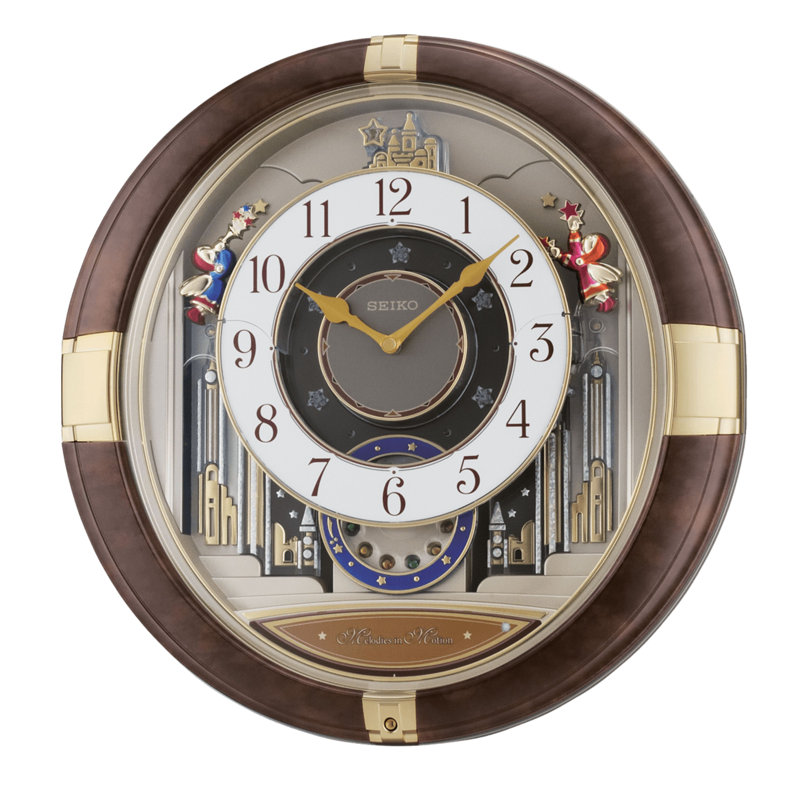 Seiko Trumpeting Angels Brown and Gold Musical Wall Clock