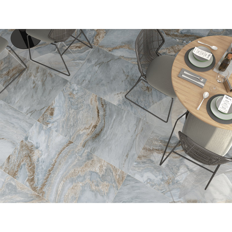 19.3" x 38.6" Porcelain Marble Look Wall & Floor Tile