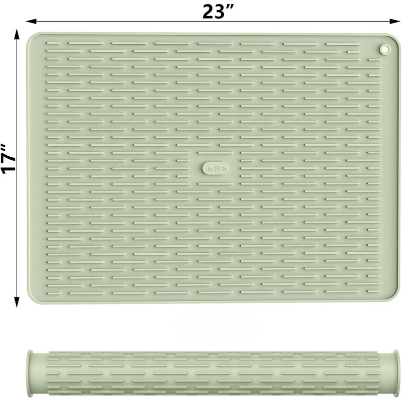Silicone Dish Drying Mat For Kitchen Counter, Dish Drying Pad For Sink, Refrigerator Or Drawer, Countertop Protection Pad XL - 23''×17''- Desert Sage