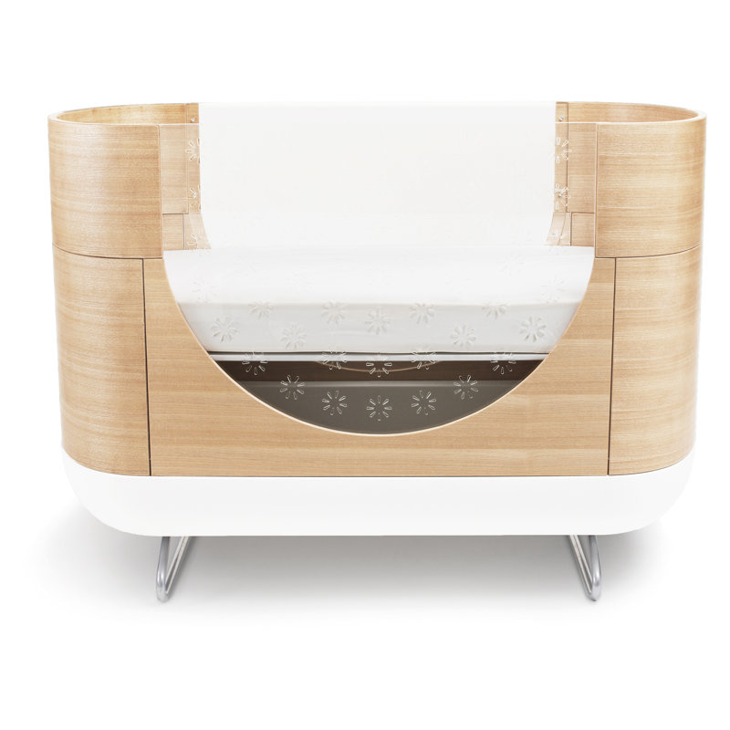 Natural Wood and Acrylic Convertible Crib with Mattress