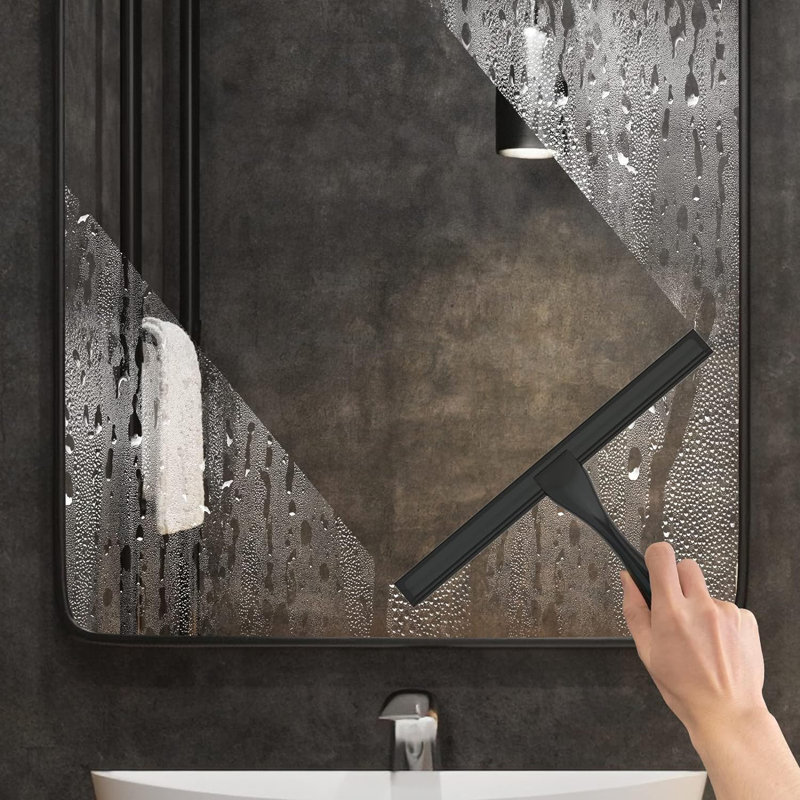 Raclette de douche en acier inoxydable Adaley, Noir mat