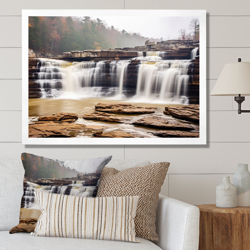 Alabama Water Cascades Beauty I - impression, H 30 po x l 40 po x P 1,5 po, Cadre photo blanc