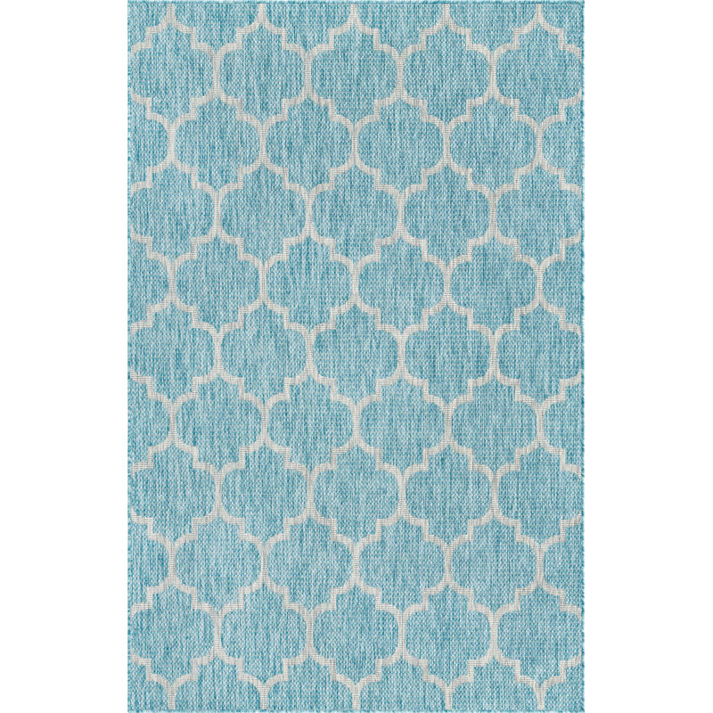 Annetrude Geometric Indoor / Outdoor Rug, Rectangle 8' x 11'4", Blue