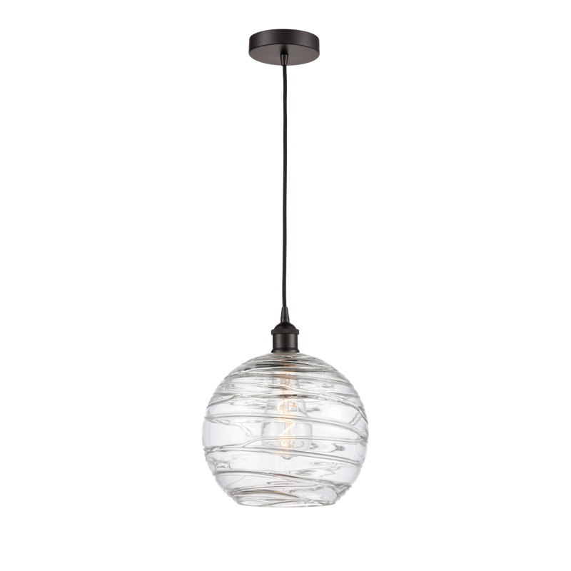 Luminaire suspendu simple à 1 lumière 1 lumière, H 12,75 po x l 10 po x P 10 po, Transparent, Bronze huilé
