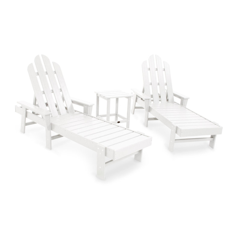 POLYWOOD Long Island Chaise 3-Piece Set, White
