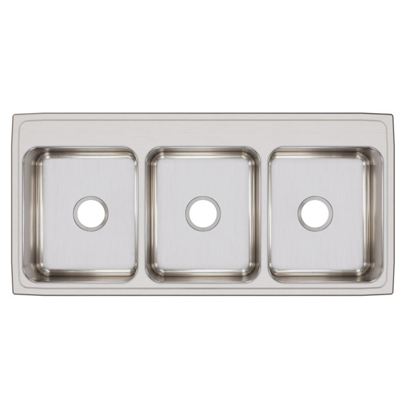Lustertone 46" L x 22" W Triple Basin Drop-In Kitchen Sink, 0 hole