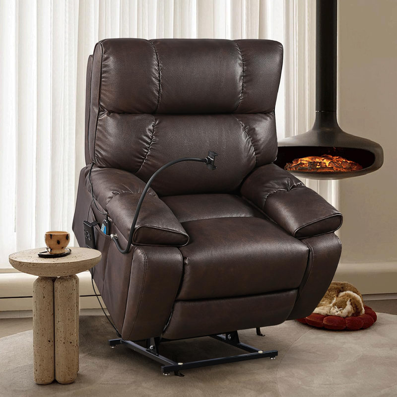 Fauteuil inclinable Nicolino, Similicuir brun