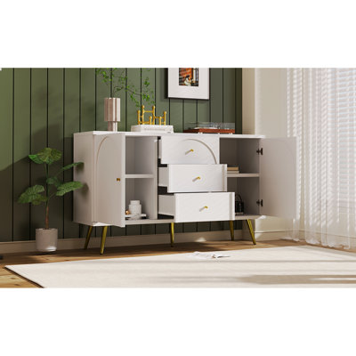 Armoire à trois tiroirs en métal à deux tiroirs, finition blanc crème pour un attrait de beauté à la maison