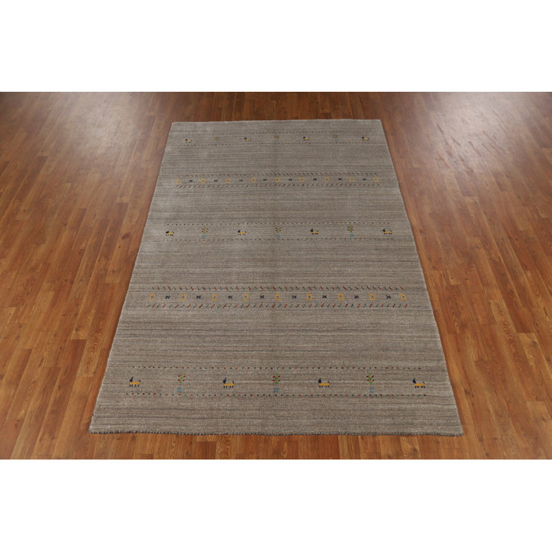 Tapis indien en laine fait à la main de style Gabbeh 5 x 8